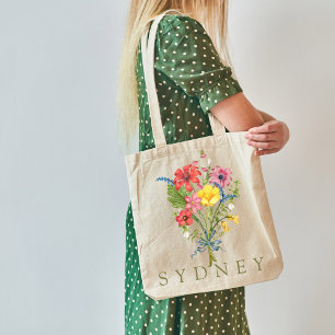 Elegante Boho Floral Wildflower Tote Bag