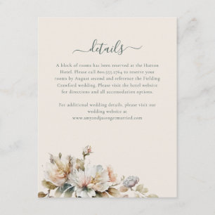 Elegante Boho  Floral Wildflower Wedding Informatiekaartje
