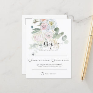 Elegante Boho Florals Eucalyptus Bruiloft RSVP Briefkaart