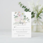 Elegante Boho Florals Eucalyptus Bruiloft RSVP Briefkaart (Staand voorkant)
