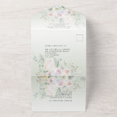 Elegante Boho Florals Eucalyptus Sage Bruiloft All In One Uitnodiging (Buitenkant)