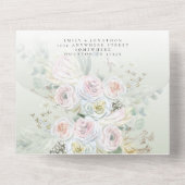 Elegante Boho Florals Eucalyptus Sage Bruiloft All In One Uitnodiging (Achterkant)