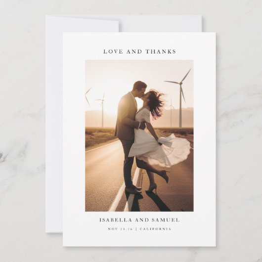 Elegante Boho foto bruiloft dank je kaart (Voorkant)