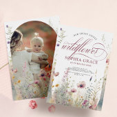 Elegante Boho foto Wildflower 1e verjaardag Kaart