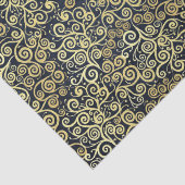 Elegante Boho Gouden Bloei Oude Navyblauw Tissuepapier (Detail)