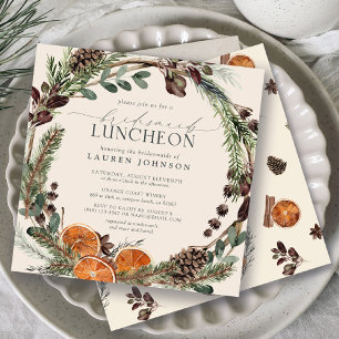 Elegante Boho Greenery Citrus Bruidsmeisjes Lunche Kaart