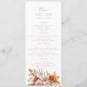 Elegante Boho Herfst Bloemen Trouwmenu's Menu (Voorkant)