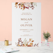 Elegante Boho herfst bloemenbruiloft welkom Acryl Bord (Huwelijk)