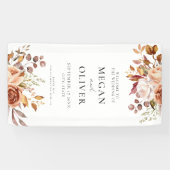 Elegante Boho herfst bloemenbruiloft welkom Spandoek (Horizontaal)