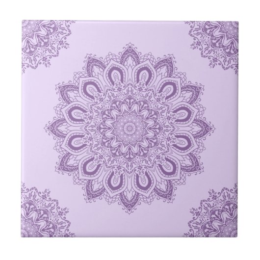 Elegante Boho Lavender Paarse Mandala Tegeltje (Voorkant)