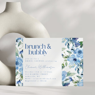 Elegante Boho Lichtblauwe Waterverf Brunch Bubble Kaart