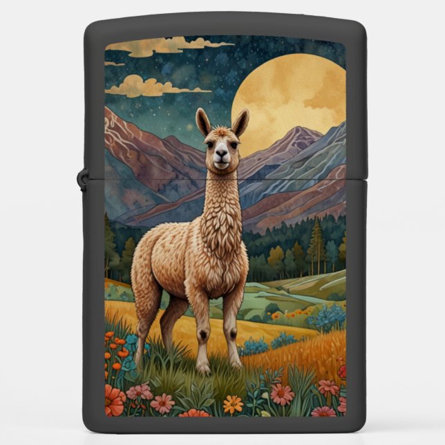 Elegante boho llama alpaca  landschap (Voorkant)