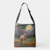Elegante boho llama alpaca  landschap crossbody tas (Achterkant)