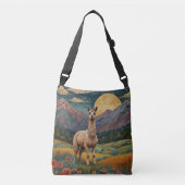 Elegante boho llama alpaca  landschap crossbody tas (Voorkant)