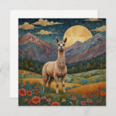 Elegante boho llama alpaca  landschap kaart (Voorkant / Achterkant)