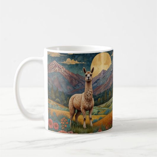 Elegante boho llama alpaca  landschap koffiemok (Links)