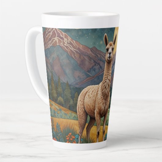 Elegante boho llama alpaca  landschap latte mok (Linkerhoek)