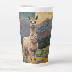Elegante boho llama alpaca  landschap latte mok