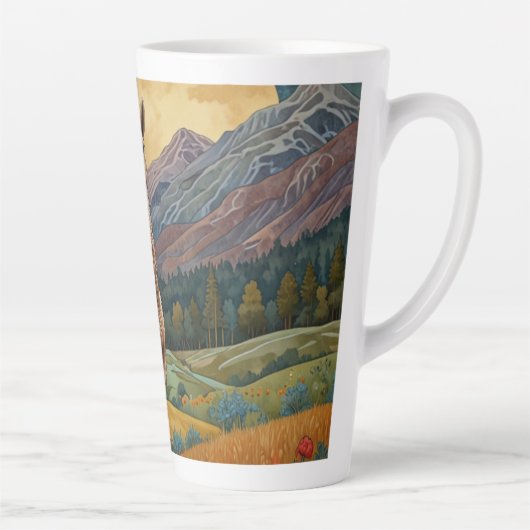 Elegante boho llama alpaca  landschap latte mok (Rechts)