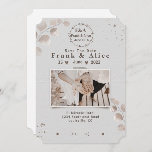 Elegante Boho Moderne Save the date (Voorkant / Achterkant)