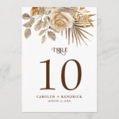 Elegante Boho Neutral Bloemen Trouwtafel Nummers (Achterkant)