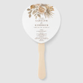 Elegante Boho Neutral Floral Accent Huwelijksprogr Handwaaier (Voorkant)