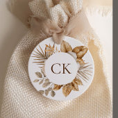 Elegante Boho Neutral Floral Wedding Bedankt Bedankjes Labels