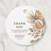 Elegante Boho Neutral Floral Wedding Bedankt Bedankjes Labels (Voorkant)