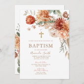 Elegante Boho Oranje Bloemdoop doop doop Kaart (Voorkant / Achterkant)