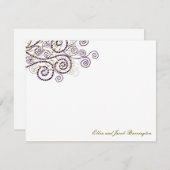 Elegante Boho Paarse Spiralen Bruiloft Dank u Kaar Notitiekaartje (Voorkant / Achterkant)