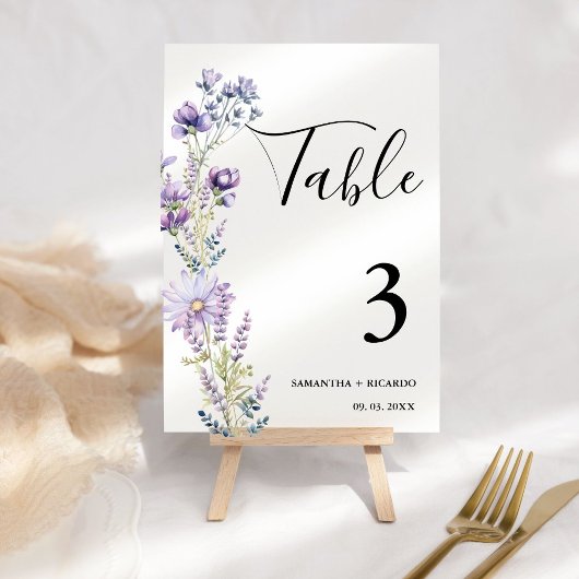 Elegante Boho Paarse Wildflower bruiloft Kaart