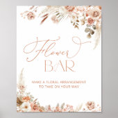 Elegante Boho Pampas Gras Bloemstaaf Poster (Voorkant)