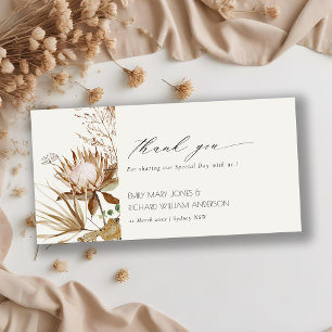Elegante Boho Protea Gedroogde Palm Bloemige Trouw Bedankkaart