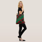Elegante Boho Red Plaid Patroon Kerstcadeau Draagtas (Op model)