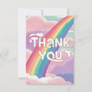Elegante Boho regenboog en wolken Bedankkaart
