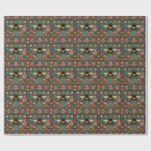 Elegante boho retro hommel lente bloemen  cadeaupapier (Vlak)