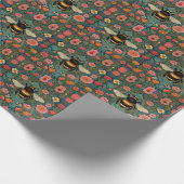 Elegante boho retro hommel lente bloemen  cadeaupapier (Hoek)