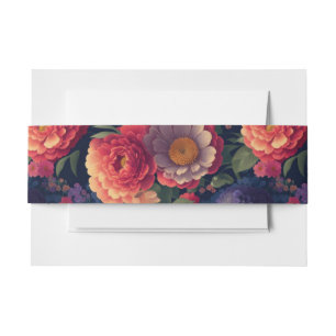 Elegante boho rood sinaasappel paarse bloemen uitnodigingen wikkel
