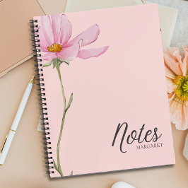 Elegante Boho Roze Bloem Minimal Stijlvol Notitieboek
