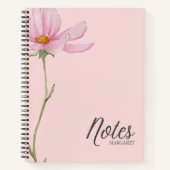 Elegante Boho Roze Bloem Minimal Stijlvol Notitieboek (Voorkant)