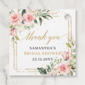 Elegante boho roze en gouden groen Boho Bruiloftsb Bedankjes Labels (Achterkant)