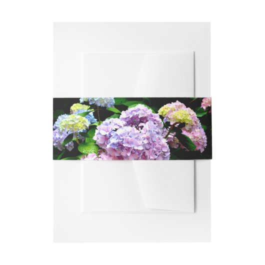 Elegante boho roze paarse blauw bloemen hortensia' uitnodigingen wikkel (Voorkant Voorbeeld)