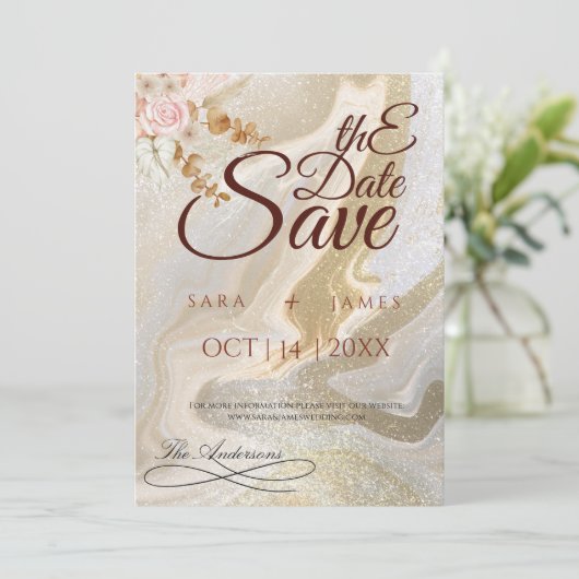 Elegante boho Save the Date Aankondiging Kaart (Staand voorkant)