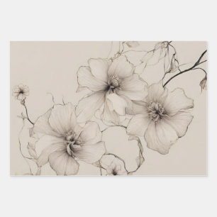 Elegante Boho stijl bloemmotief, bloem Inpakpapier Vel