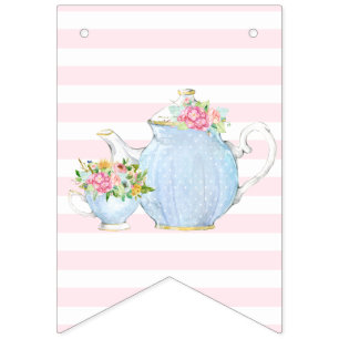 elegante boho, theekransje, leuk, theepot vlaggetjes