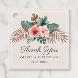 Elegante Boho Tropische Waterverf Bloemenbruiloft Bedankjes Labels