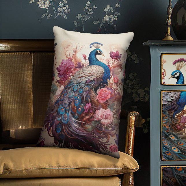 Elegante  Boho Victoriaans Decoupage Peacock Kussen (Creator heeft geüpload)