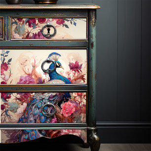 Elegante  Boho Victoriaans Decoupage Peacock Tissuepapier