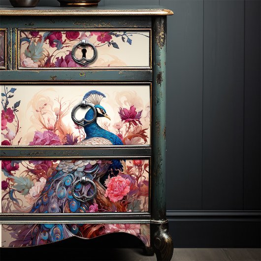 Elegante  Boho Victoriaans Decoupage Peacock Tissuepapier