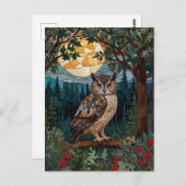 Elegante boho vlek glas uil bos briefkaart (Voorkant / Achterkant)